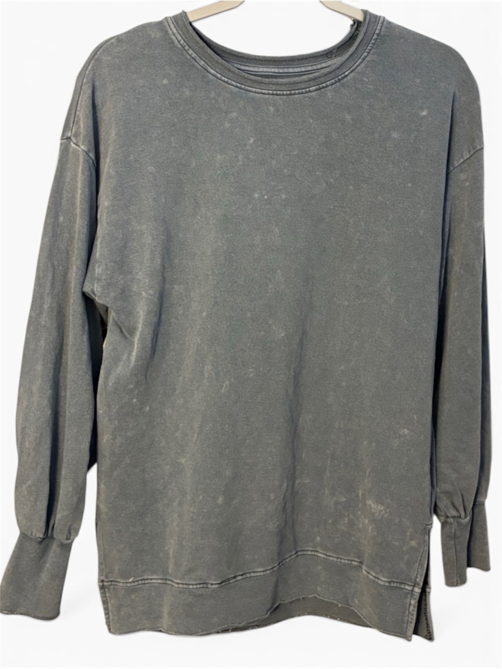Mustard Seed Slate Gray‎ Mineral Wash Tunic Sweatshirt Boho Distressed Small